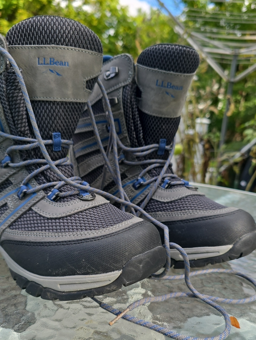 L.L. Bean Men's Gray, Black and Blue Trail Boots